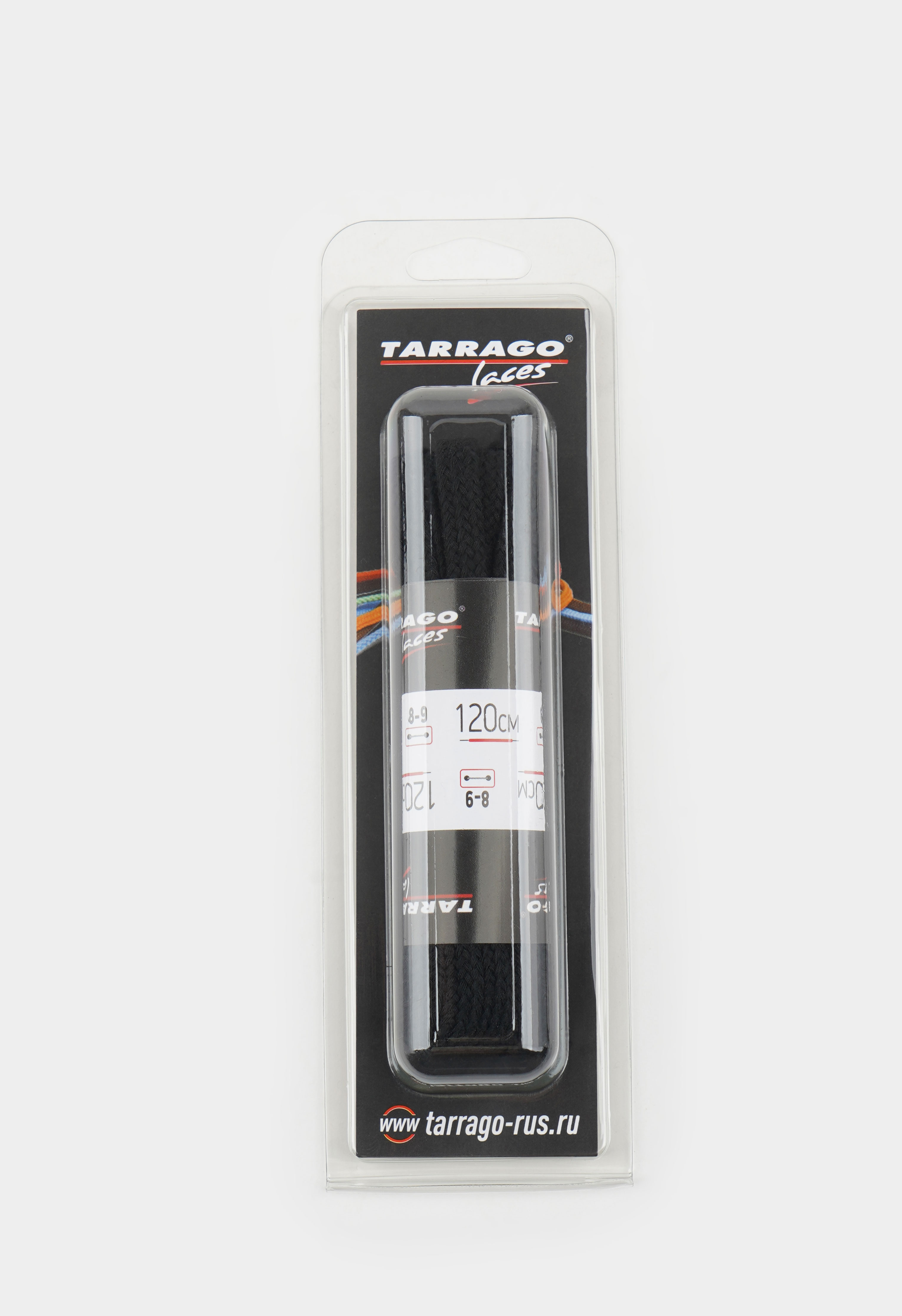 22-0113П TARRAGO - Шнурки 120см. Плоск. Х/Б (черный) (Подарок)