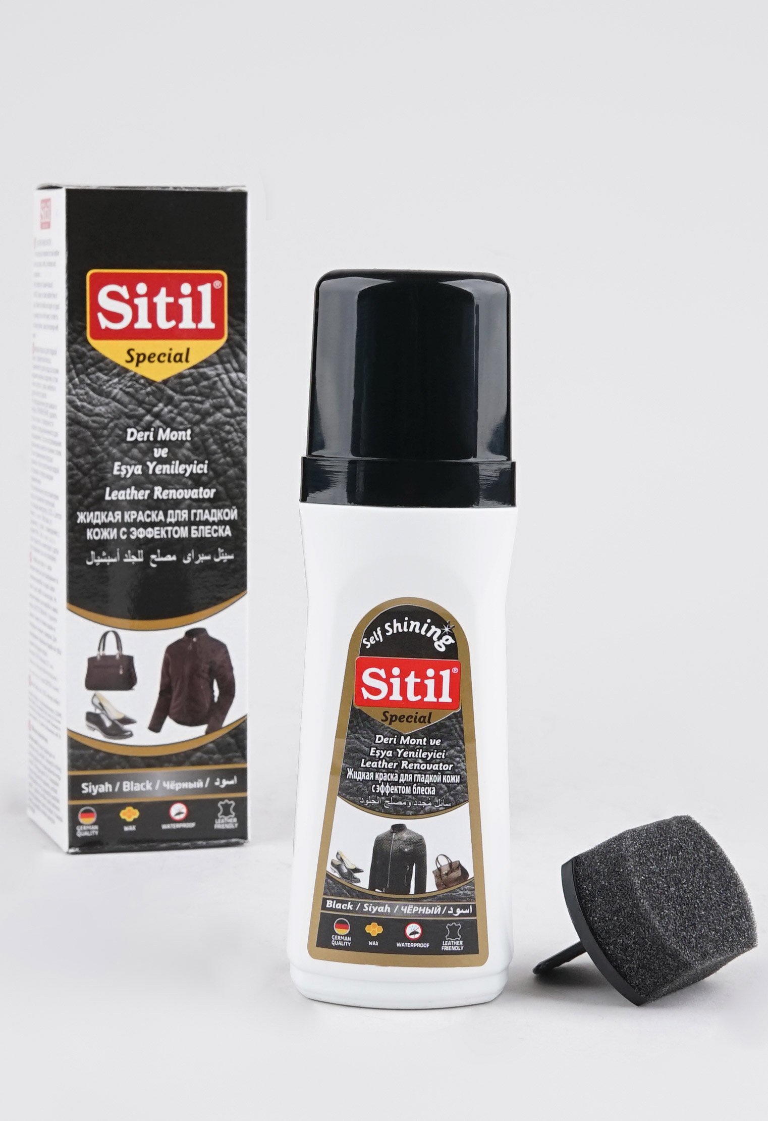 Уход за обувью 20-1482 Leather Renovator 100 ml, /черный/, жидкая краска для гладкой кожи, Siti