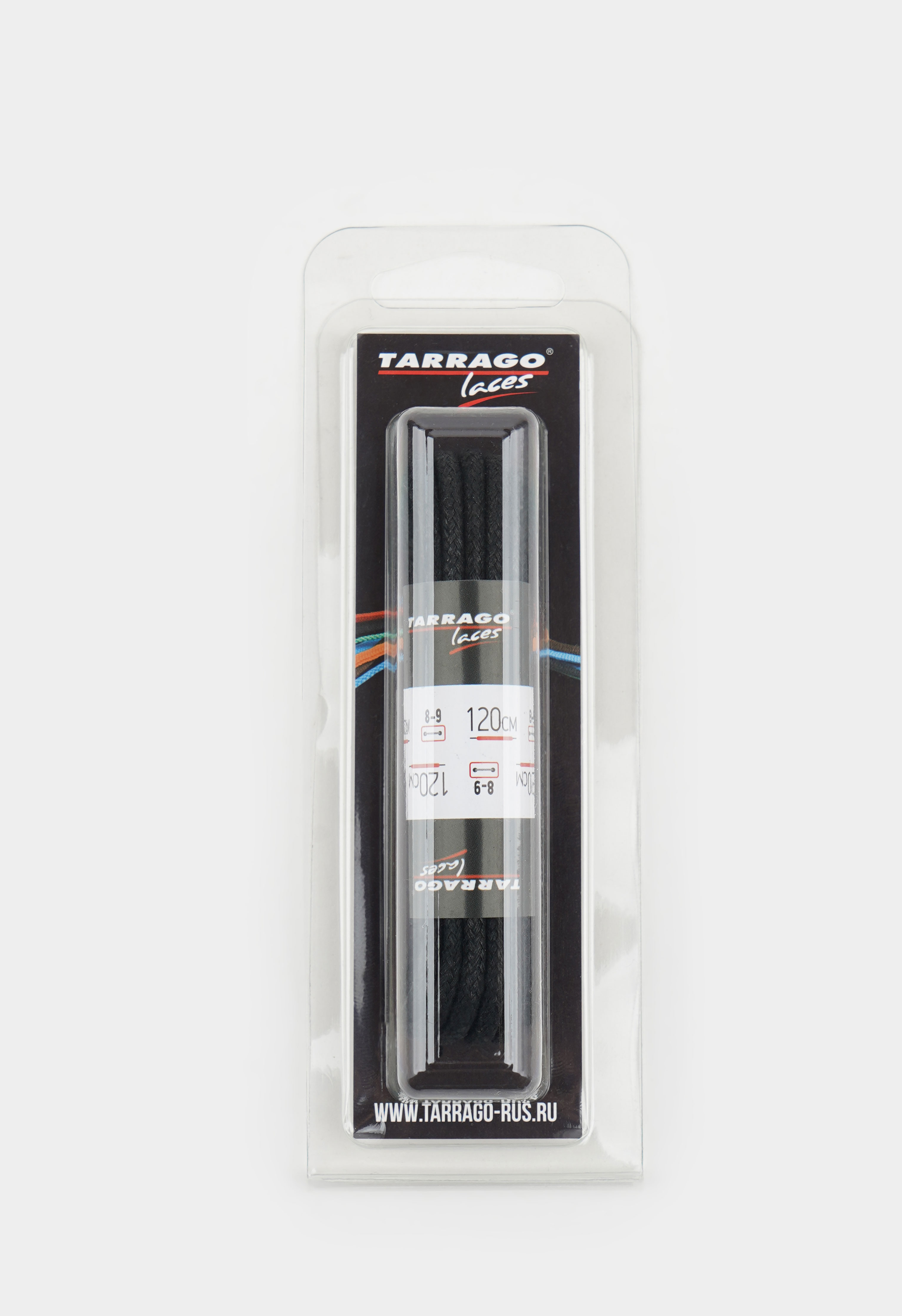 22-0114П TARRAGO - Шнурки 120см. Круг.Тонк. Х/Б с пропит. (черный) (Подарок)